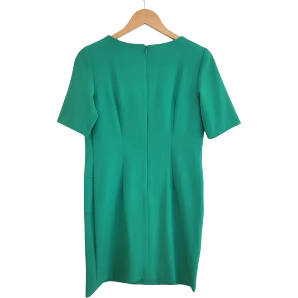 Vintage Green Dress Square Textured Sheath Windowpane Sandra Darren Size 8P